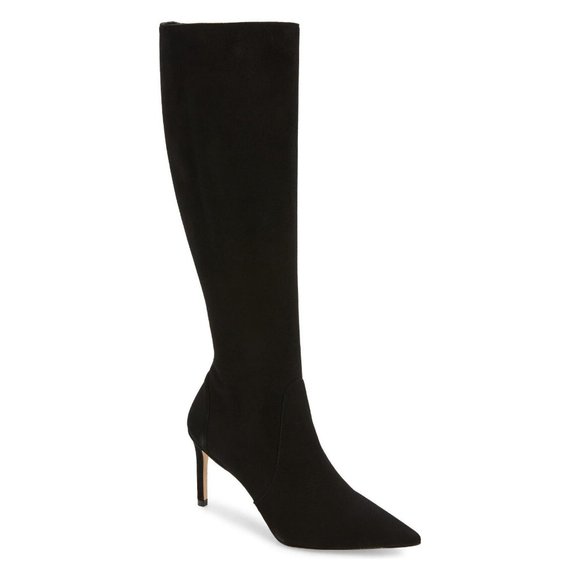 $850 Stuart Weitzman Stuart 85 Knee High Pointed Toe Zip Boot SUEDE 7 (PA19) - Picture 1 of 8
